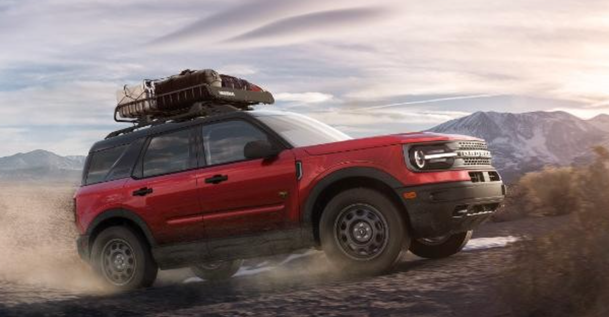 red Ford Bronco Sport with roof rack