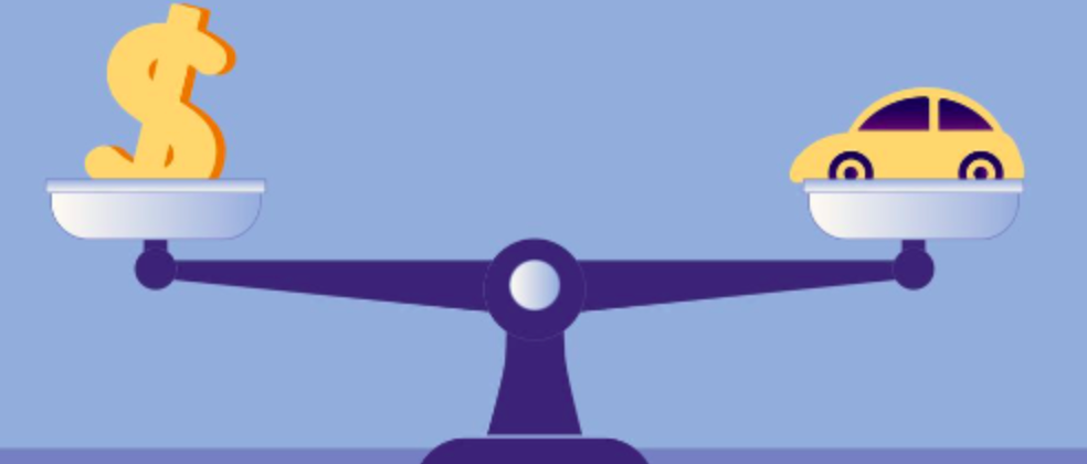 scales holding a car and dollar sign