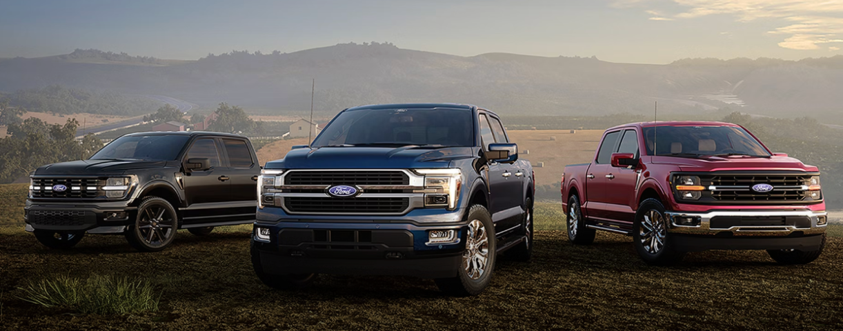 3 2026 Ford F-150 trucks parked together